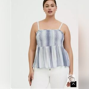 NWT Torrid smocked babydoll top with adjustable spaghetti straps
